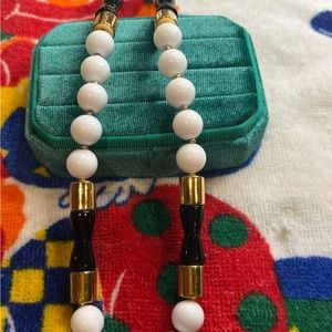 Vintage Napier White/Black/Gold Beaded Necklace